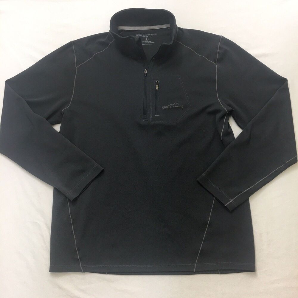 EDDIE BAUER Sport 1/2 Zip Sweater Men L Gray Active Fit Tactical Long Sleeve